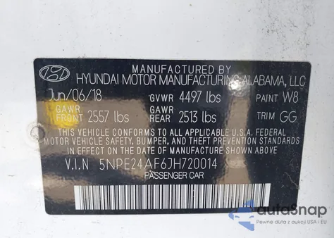 2018 Hyundai Sonata Se из США, поврежденный, VIN 5NPE24AF6JH720014